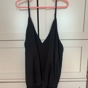 Womens Express black spaghetti strap V neck and back bodysuit size XS